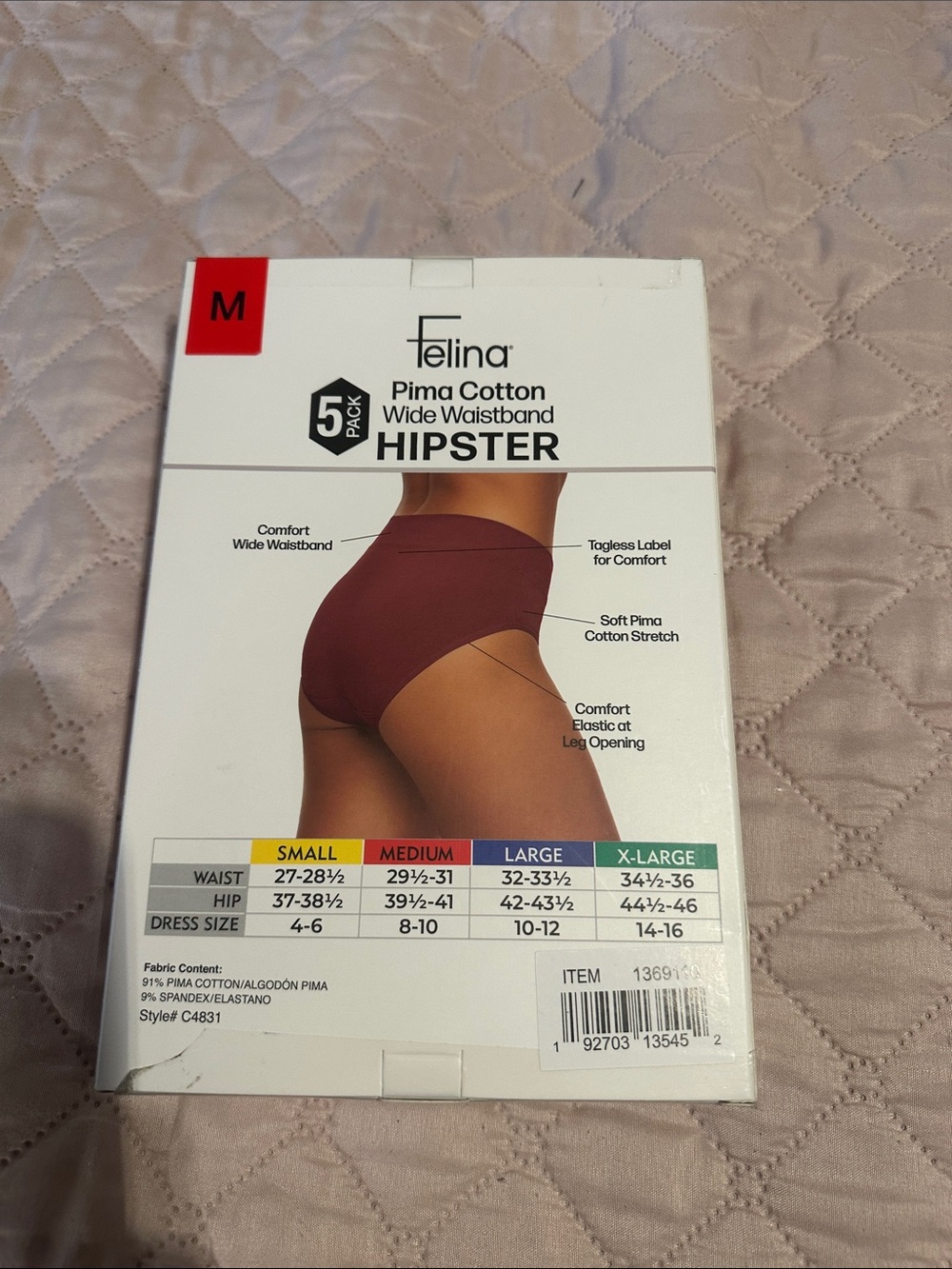 Felina Hipster 5-Pack in Berry, Pink & White - Picture 2 of 4